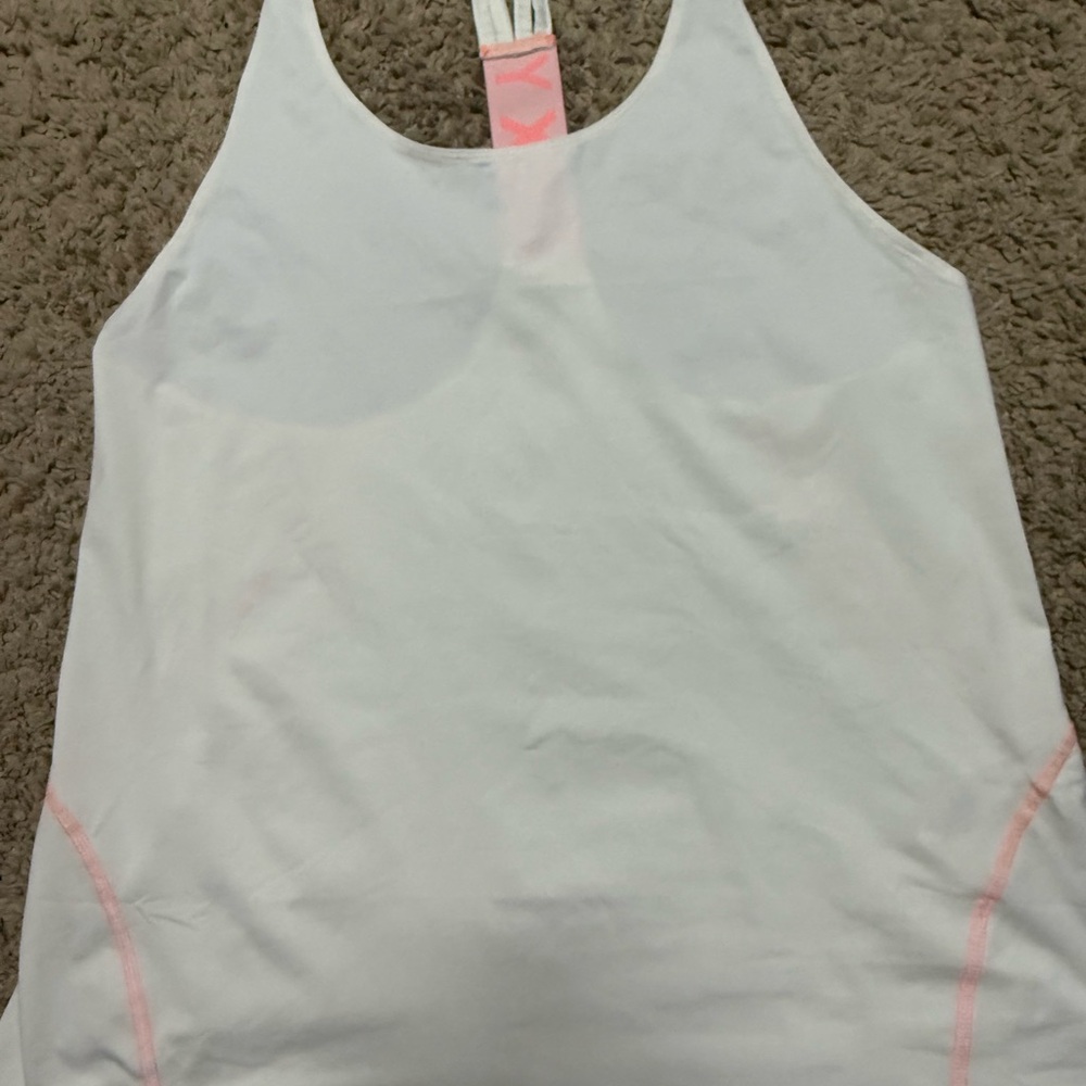 RoxyWhite Racerback Tank with Pink Accents